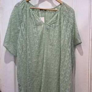 Bloom Chic Light Green Sheer Batwing Blouse With Adjustable Tank Top SZ 22-24